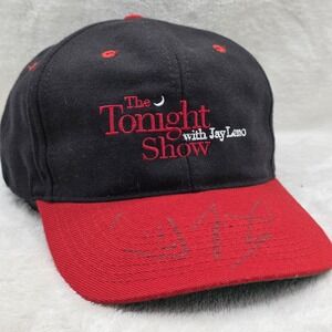 VINTAGE The Tonight Show with Jay Leno Hat Cap Snap Back Black Red 90s Televisio